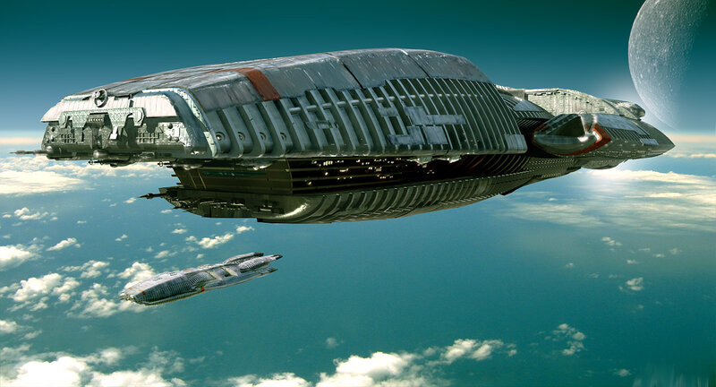 Spaceships above a planet