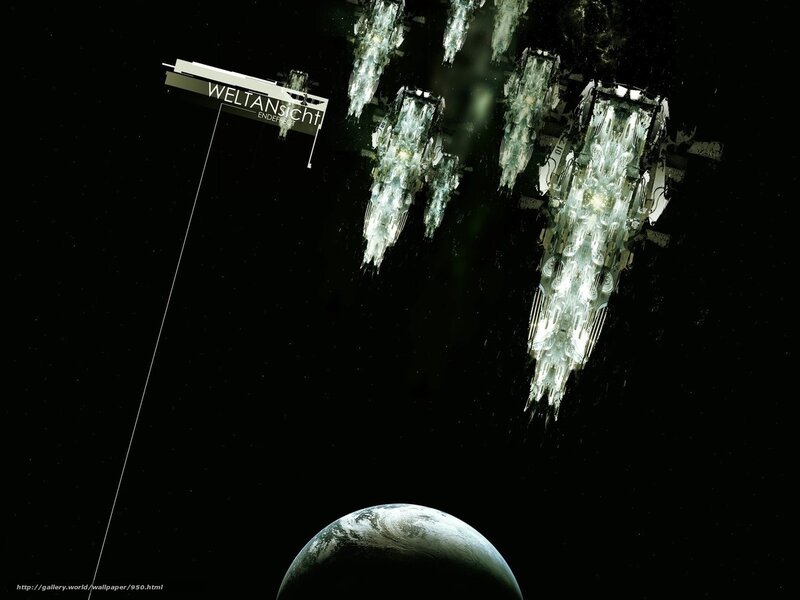 Spaceships above a planet