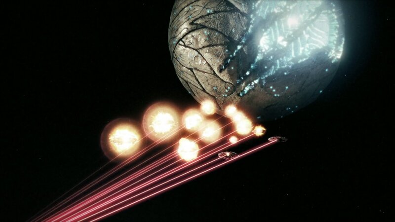 Spaceships Attacking Planet — Black
