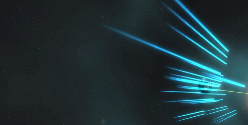 Spaceships Firing Lasers — Blue