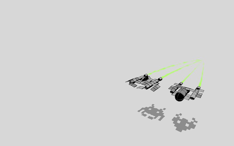 Spaceships Firing Lasers — Gray