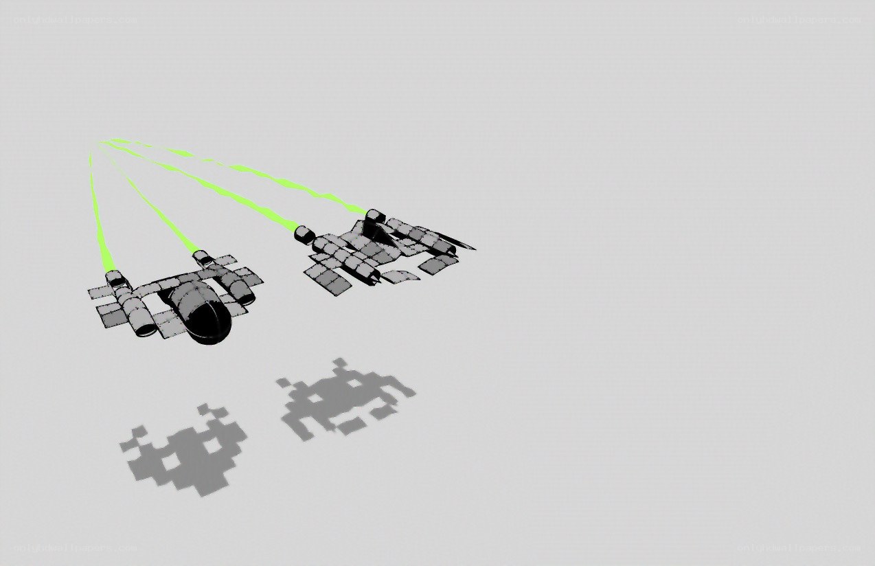Spaceships firing lasers