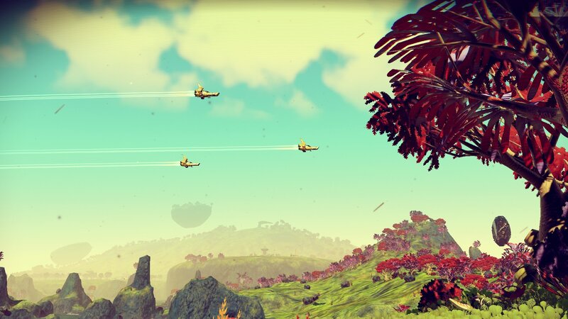Spaceships Flying over Planet — Green