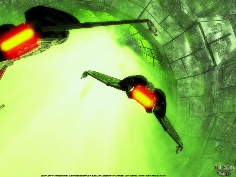 Spaceships in a green tunnel