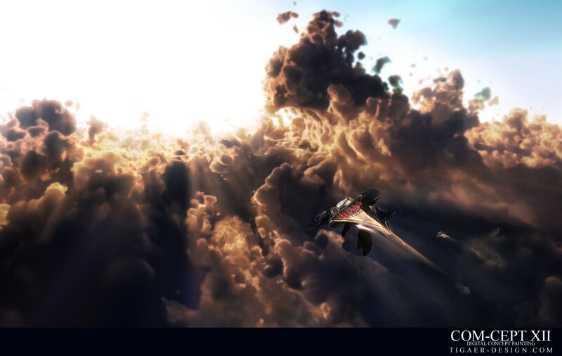 Spaceships in a stormy sky
