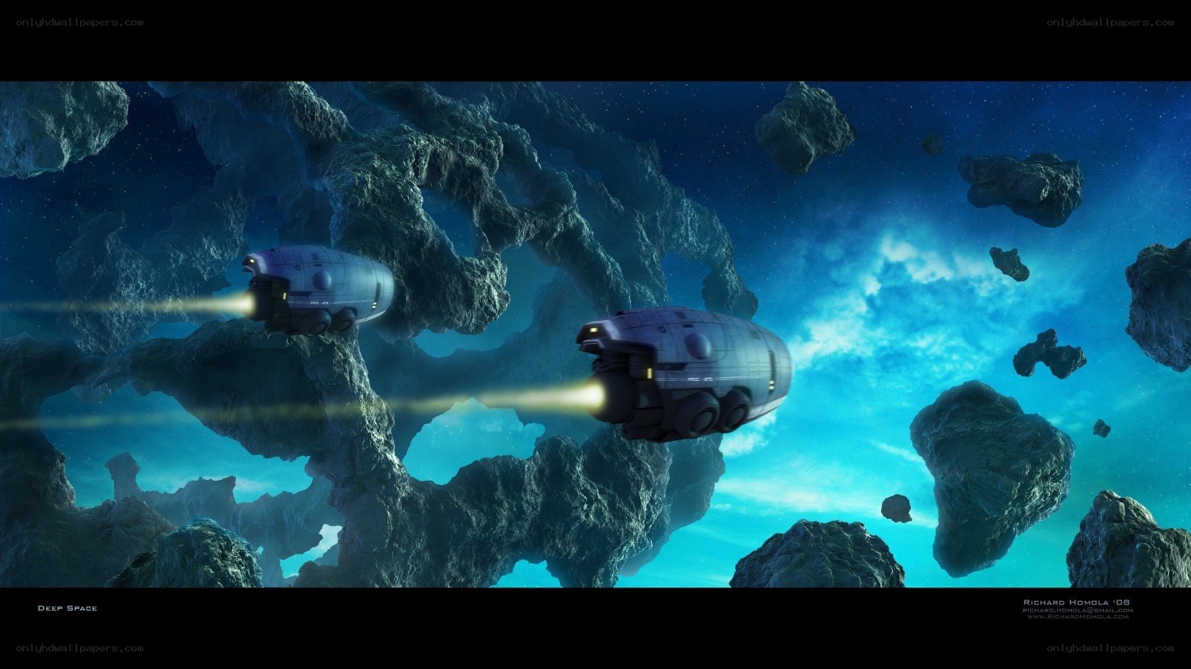 Spaceships in an asteroid field