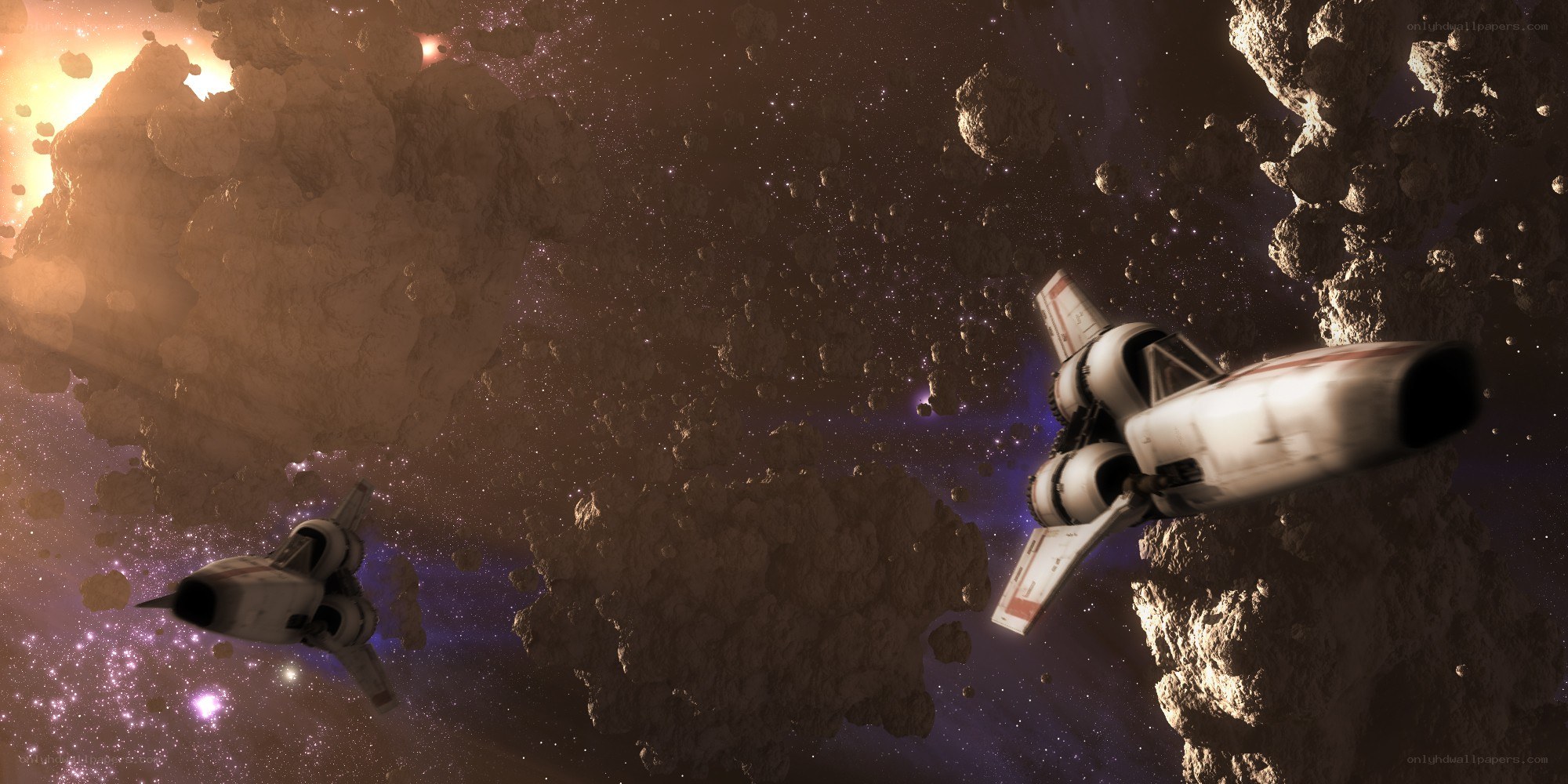 Spaceships in an asteroid field