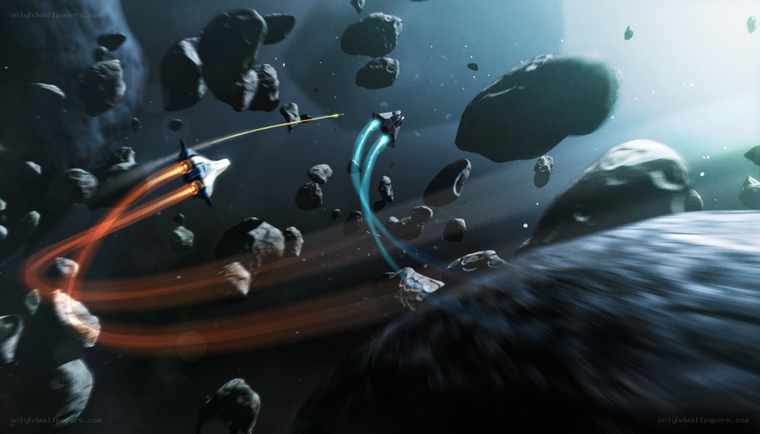 Spaceships in asteroid field