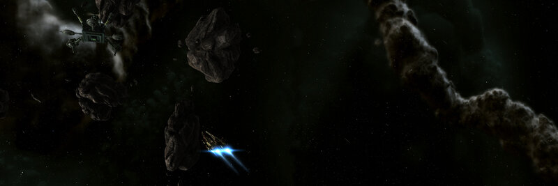Spaceships in Asteroid Field — Black, Dark
