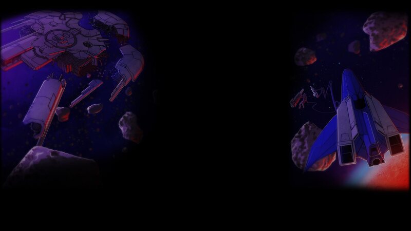 Spaceships in Asteroid Field — Blue, Dramatic, Night, Anime
