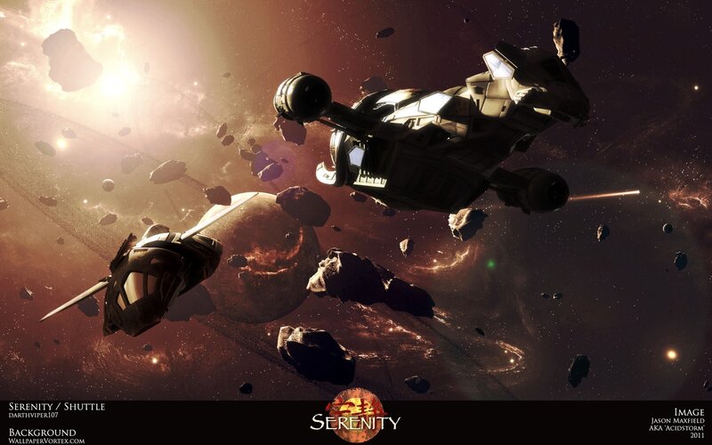 Spaceships in Asteroid Field — Brown, Dramatic, Sunset