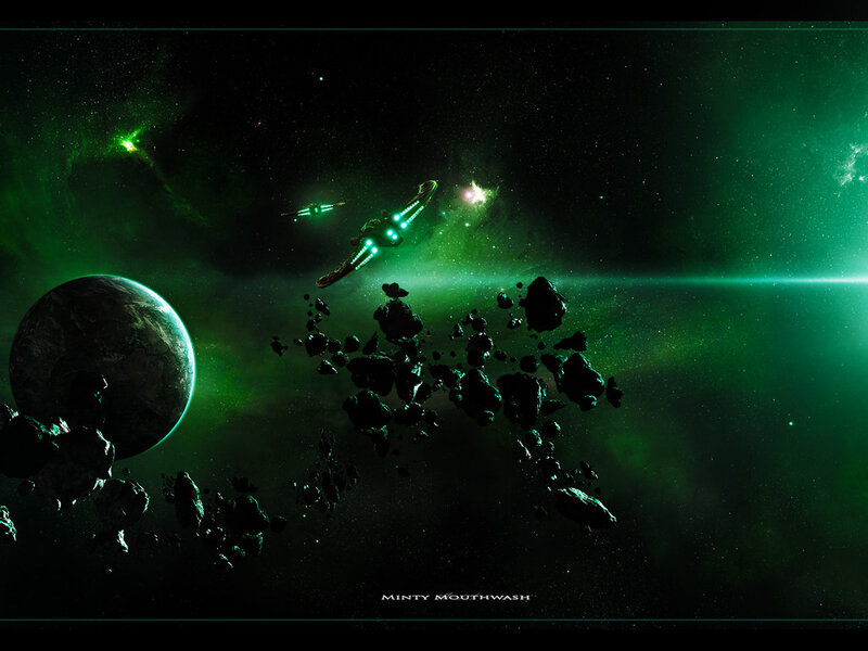 Spaceships in Asteroid Field — Green