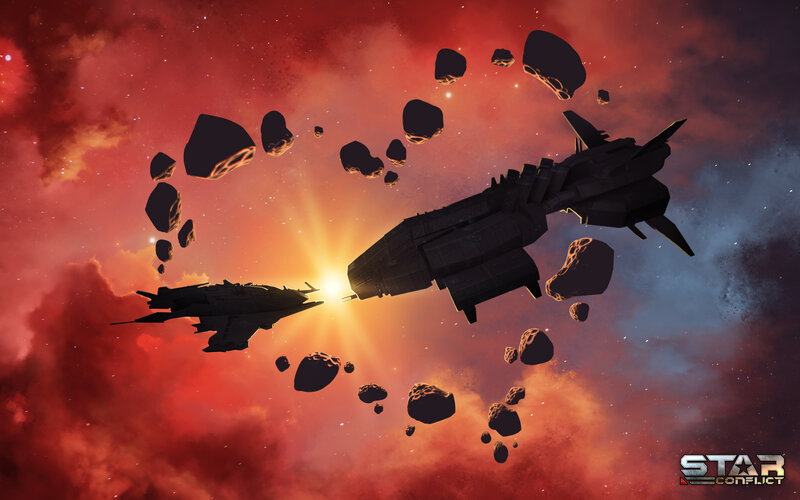 Spaceships in Asteroid Field — Red