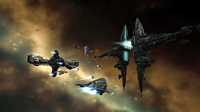 Spaceships in Battle — Black, Dramatic, Digital Art, Ships