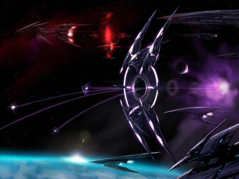 Spaceships in Battle — Black