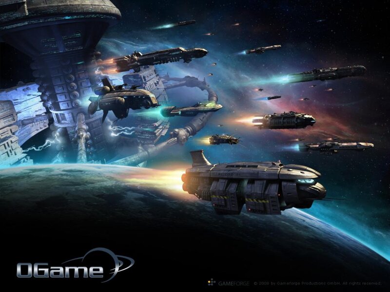 Spaceships in Battle — Blue, Dramatic, Digital Art, Planet
