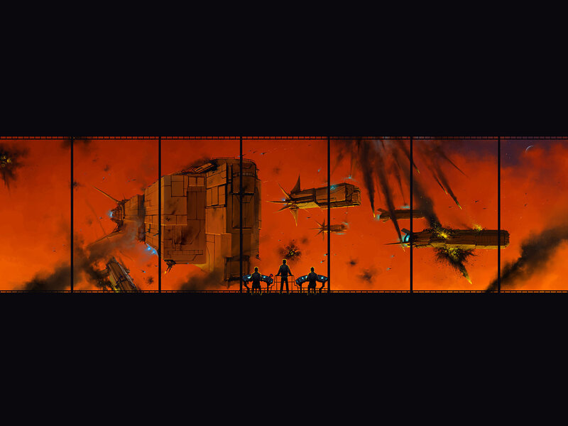 Spaceships in Battle — Orange