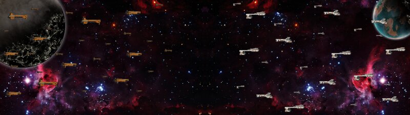 Spaceships in Battle — Purple, Dramatic, Night