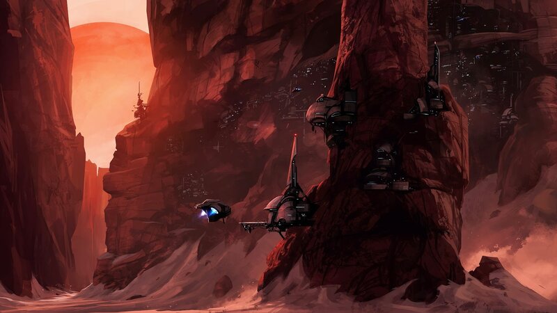 Spaceships in Canyon — Red