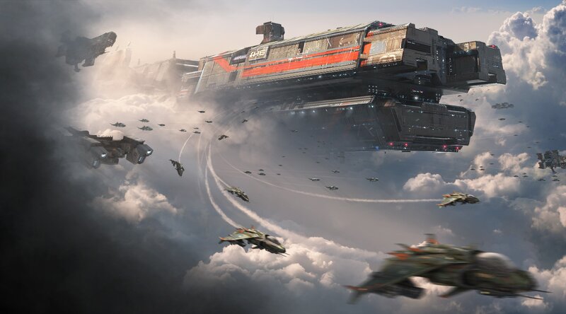 Spaceships in Clouds — Gray