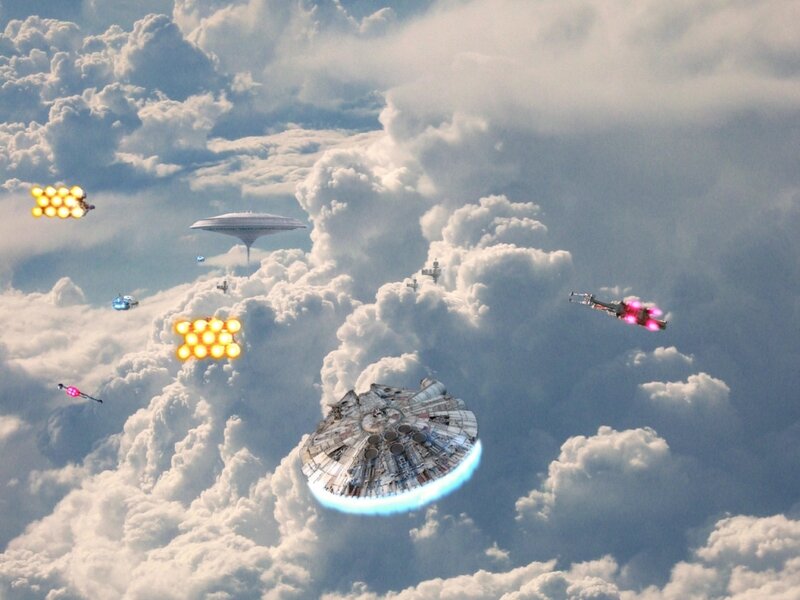 Spaceships in Clouds — White