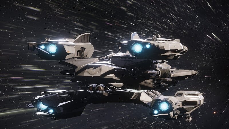 Spaceships in Formation — Black, Dramatic, 3d Render