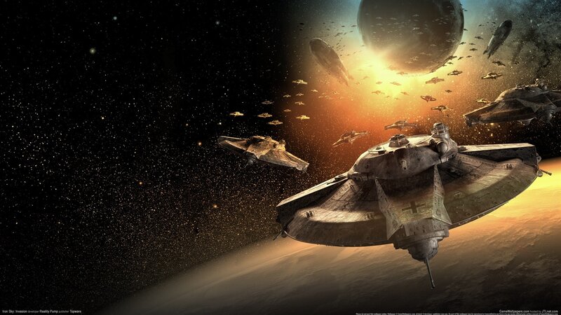 Spaceships in Formation — Black, Dramatic, Digital Art