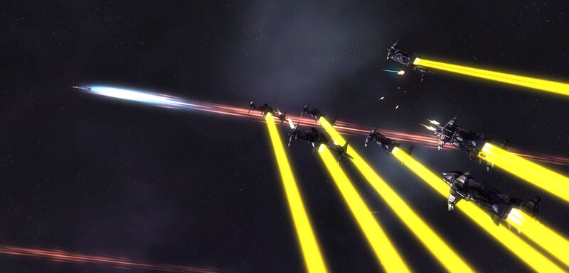 Spaceships in Formation — Black, Dramatic, Night, 3d Render