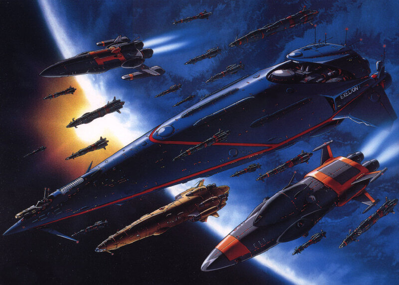 Spaceships in Formation — Blue, Dramatic, Anime