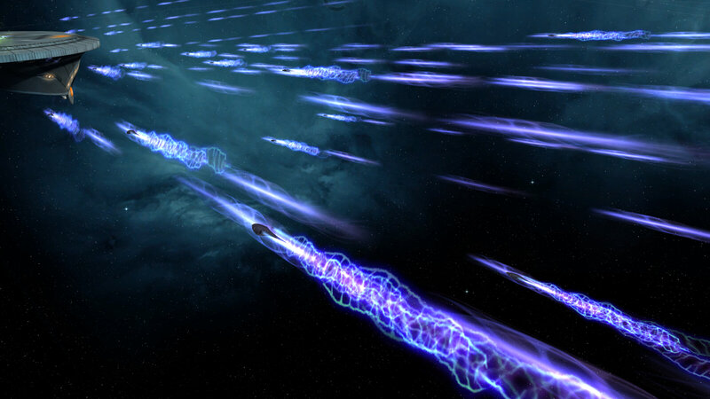 Spaceships in Formation — Blue, Dramatic, Night, Digital Art, Starships