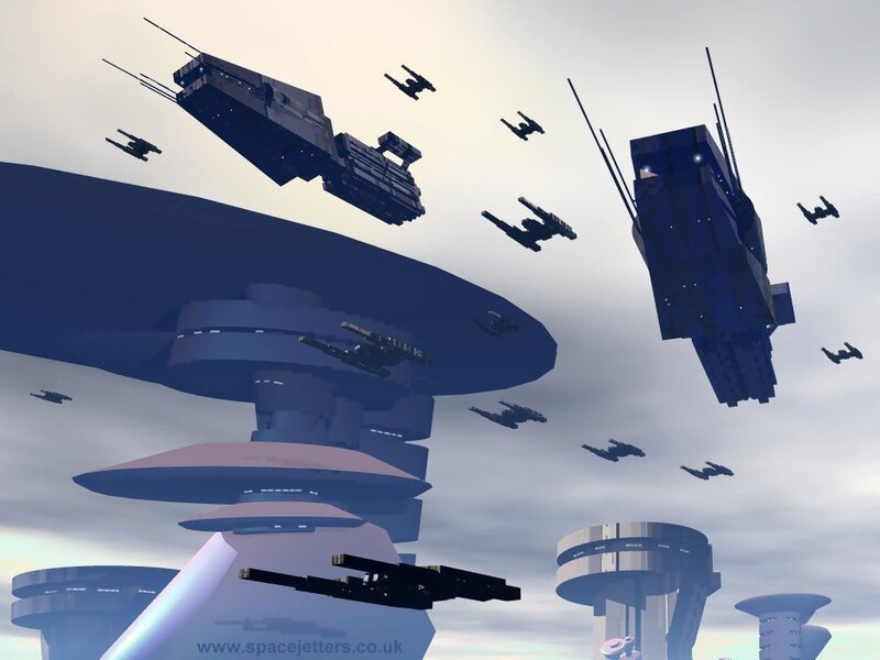 Spaceships in Formation — Blue, Dramatic