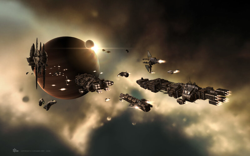 Spaceships in Formation — Brown, Dramatic