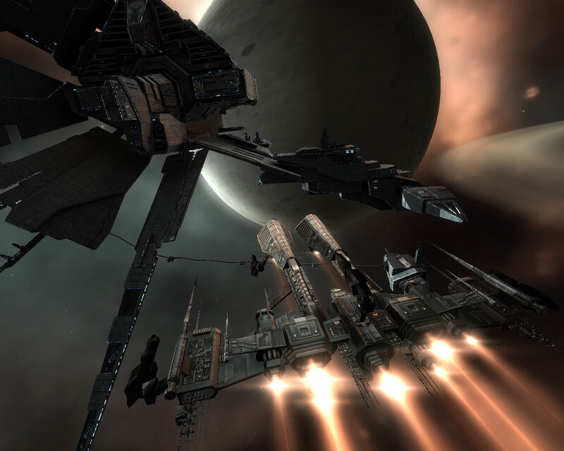 Spaceships in Formation — Gray, Dramatic, 3d Render