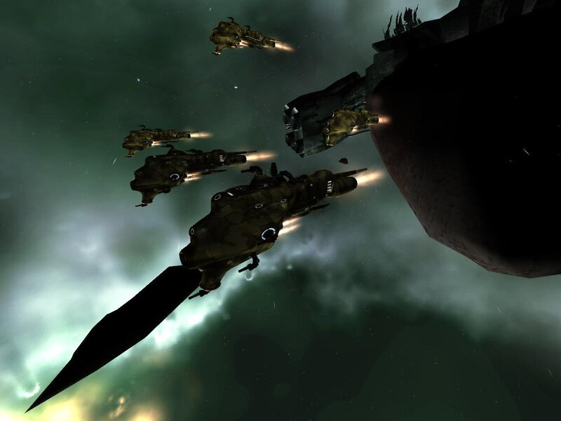 Spaceships in Formation — Green, Dramatic