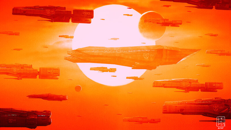 Spaceships in Formation — Orange