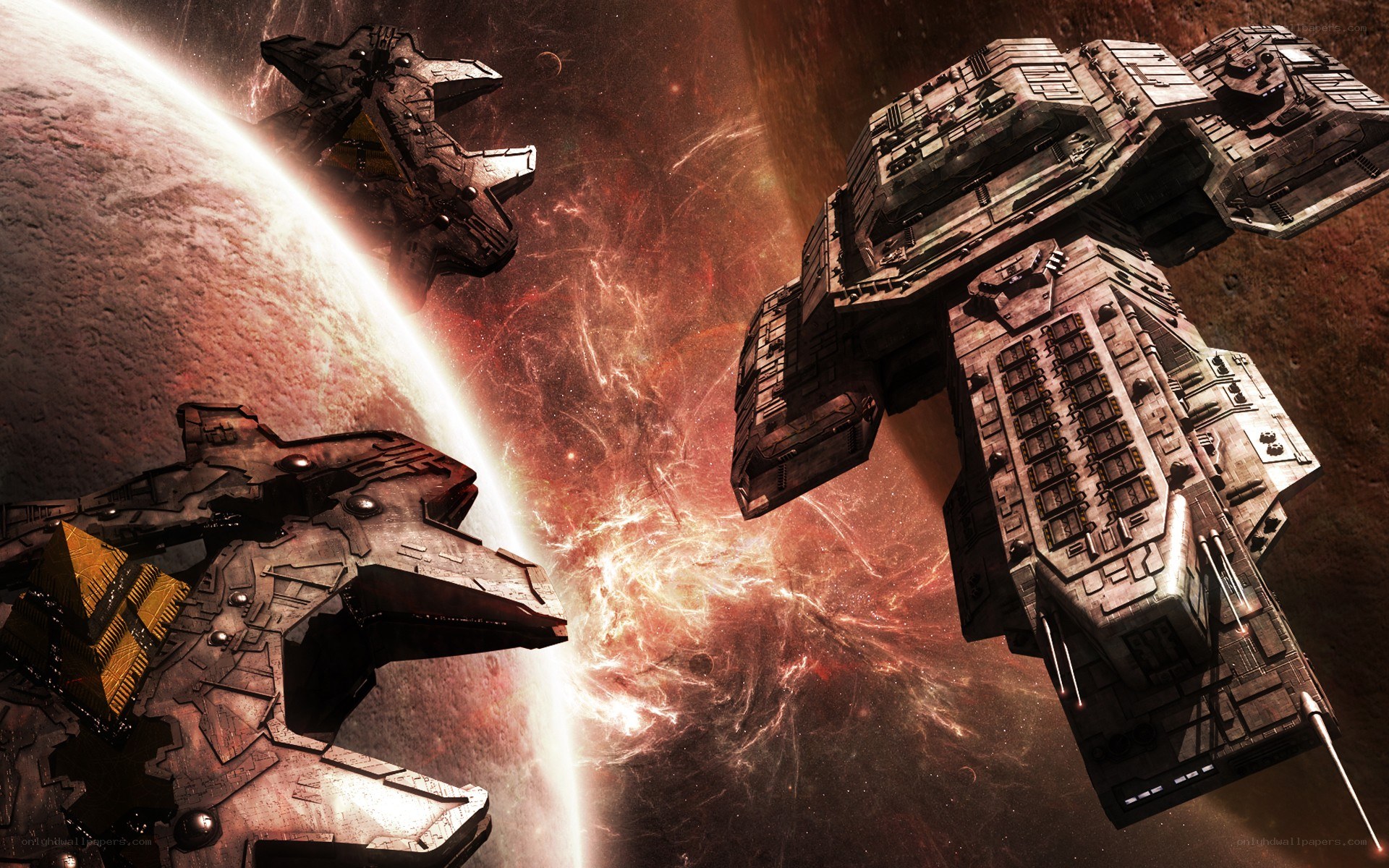 spaceships in nebula battle