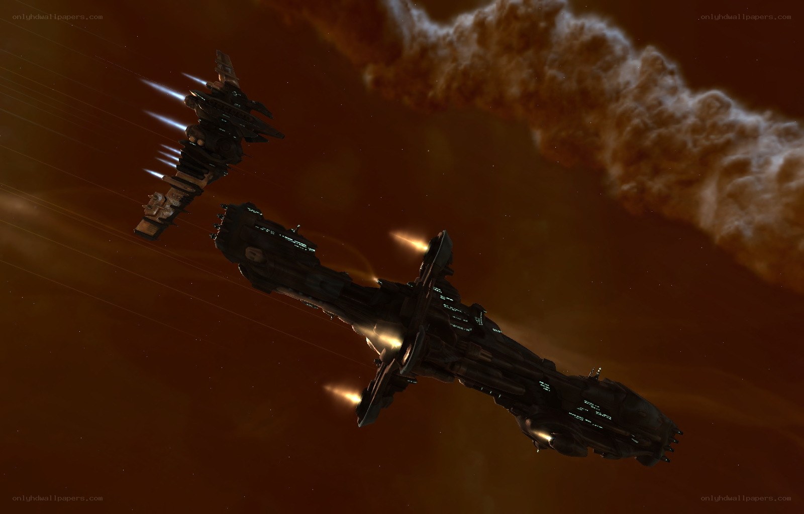 spaceships in nebula battle