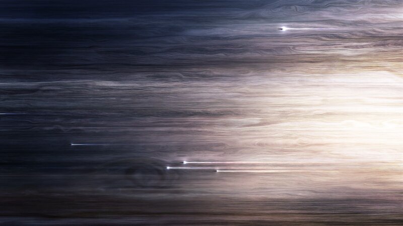 Spaceships in Nebula — Brown, Dramatic, Digital Art