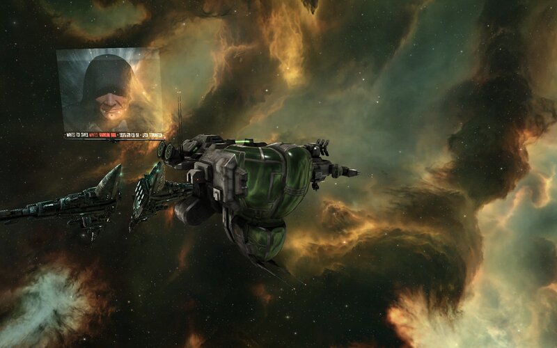 Spaceships in Nebula — Green, Dramatic, 3d Render