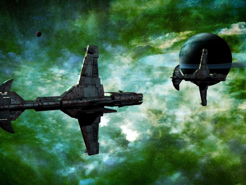 Spaceships in Nebula — Green