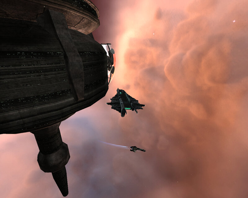 Spaceships in Nebula — Orange, Dramatic, 3d Render