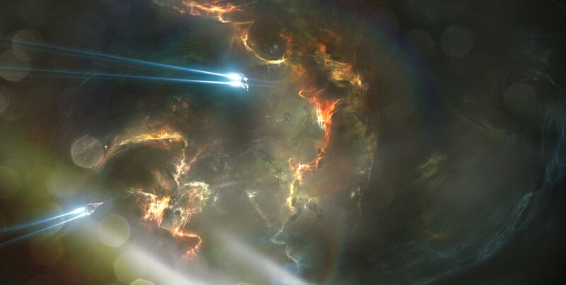 Spaceships in Nebula — Orange