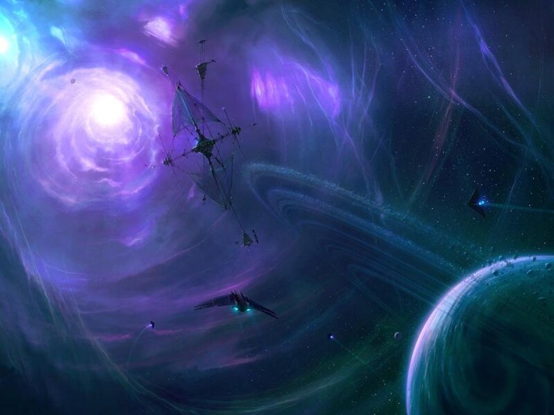Spaceships in Nebula — Purple