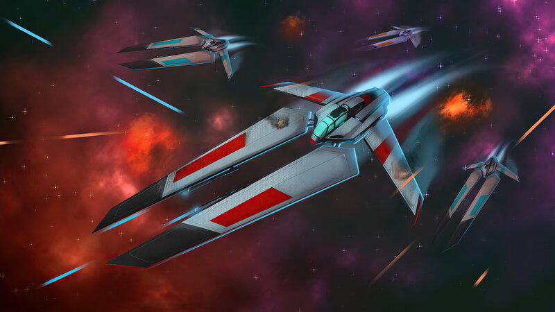 Spaceships in Nebula — Red