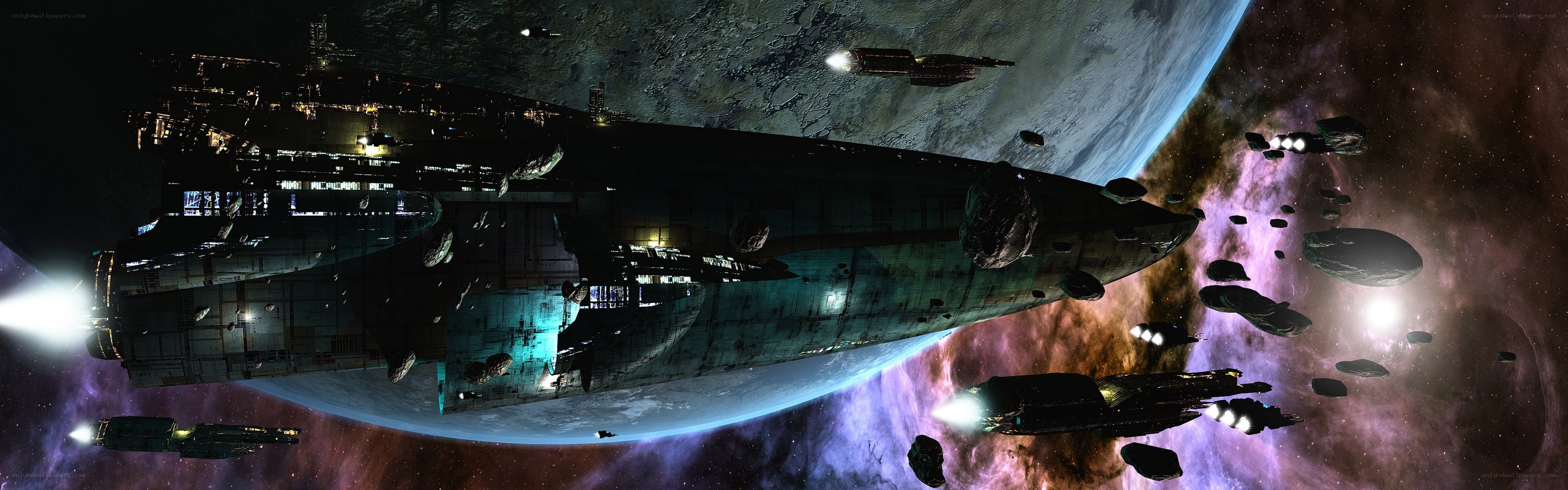 Spaceships in orbit around a planet