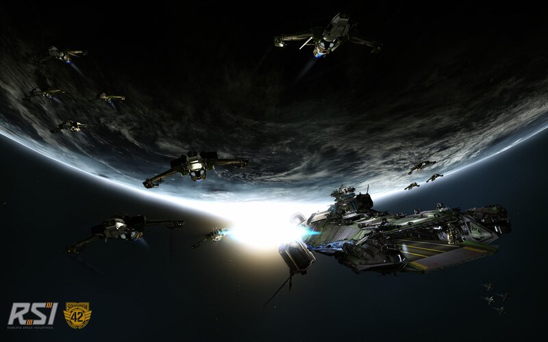 Spaceships in Orbit — Black, Dramatic, Digital Art, Planet