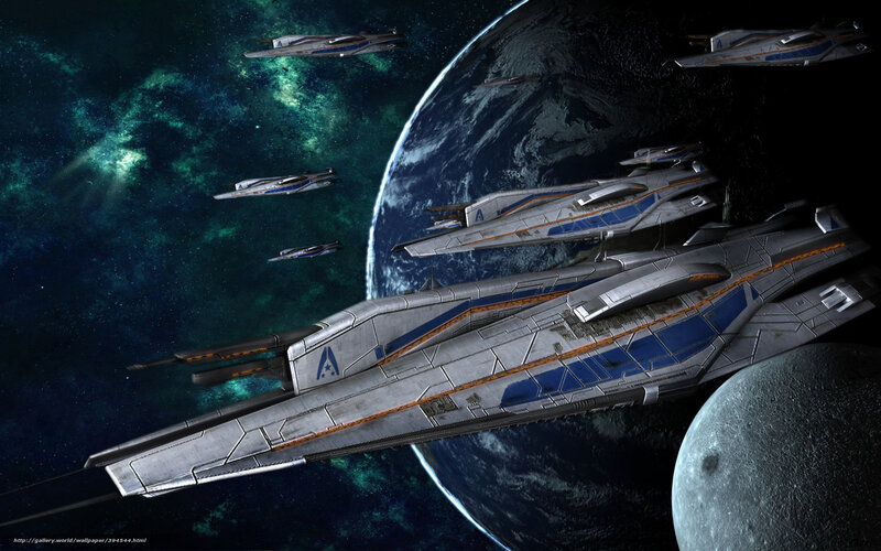 Spaceships in Orbit — Blue, Dramatic, Digital Art, Planet, Moon, Space