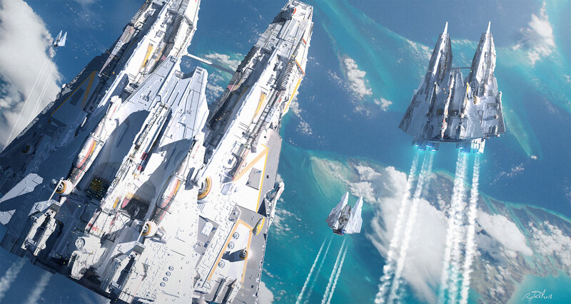 Spaceships in Orbit — White