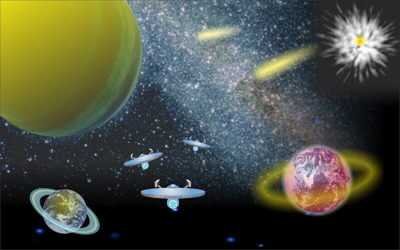 Spaceships in Space — Black, Cosmic