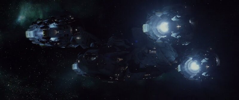 Spaceships in Space — Black, Dark, Dramatic, Night, 3d Render